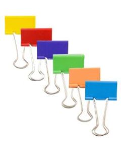 JAM Paper Designer Binder Clips, Medium, 1/2in Capacity, Assorted Colors, Pack Of 6 Clips