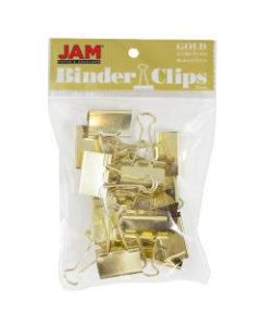 JAM Paper Designer Binder Clips, Medium, 1/2in Capacity, Gold, Pack Of 15 Clips