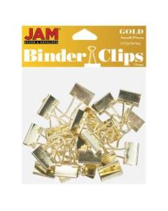 JAM Paper Designer Binder Clips, Small, 1/4in Capacity, Gold, Pack Of 25 Binder Clips