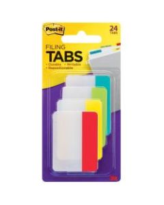 Post-it Notes Durable Filing Tabs, 2in, Assorted Colors, 24 Tabs Per Pack