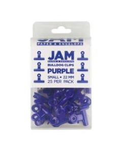 JAM Paper Bulldog Clips, 7/8inW, 1/4in Capacity, Purple, Pack Of 25 Clips