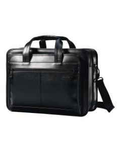 Samsonite Business Carrying Case for 15.6in Notebook - Black - Leather - Shoulder Strap, Handle - 12.2in Height x 16.9in Width x 6.1in Depth
