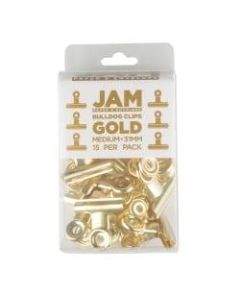 JAM Paper Bulldog Clips, 1-3/16inW, 1/2in Capacity, Gold, Pack Of 25 Clips