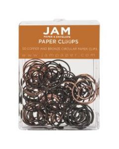 JAM Paper Circular Clips, 1in, Copper/Bronze, Box Of 50 Clips