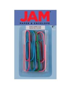 JAM Paper Giant Paper Clips, 4in, 20-Sheet Capacity, Assorted Colors, Box Of 10 Clips