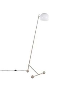 LumiSource Eileen Floor Lamp, 67inH, White Shade/Brushed Nickel Base
