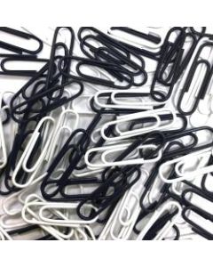 JAM Paper Paper Clips, 1-1/8in, Black/White, Carton Of 50,000 Clips