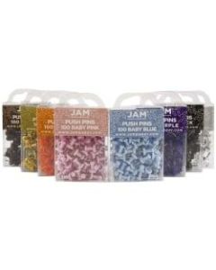JAM Paper Pushpins, Assorted Colors, 100 Pushpins Per Box, Pack Of 8 Boxes