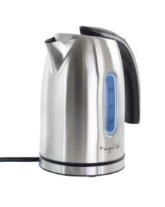 MegaChef 1.7-Liter Stainless Steel Electric Tea Kettle, With 5 Preset Temperatures, Silver