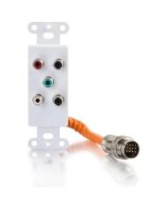 C2G RapidRun Component Video + RCA Stereo Audio Decorative Style Wall Plate - White - White - 2 x RCA Port(s)