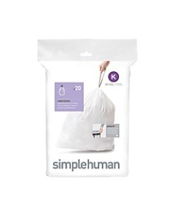 simplehuman Custom Fit Can Liners, K, 35-45L/9-12G, White, Pack Of 240