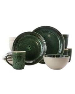 Elama 16-Piece Stoneware Dinnerware Set, Blue Jade