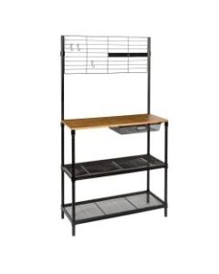Honey Can Do Bakers Rack With Hanging Storage, 2-Shelf, Black
