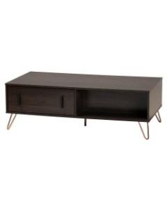 Baxton Studio Modern And Contemporary 2-Drawer Coffee Table, 15-3/4inH x 47-1/4inW x 23-5/8inD, Dark Brown/Rose Gold
