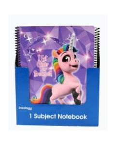 Inkology Notebooks, Rainbow Rangers, 8-1/2in x 11in, College Ruled, 140 Pages (70 Sheets), Assorted Designs, Pack Of 12 Notebooks