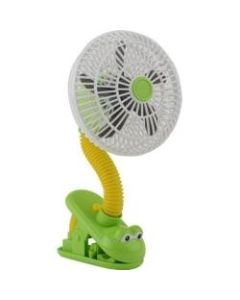 O2 Cool 4-Inch Portable Clip Fan - Frog - 1 Speed - Clip-on, Flexible Neck - 10.5in Height x 9.1in Width x 5.7in Depth - Plastic - Green
