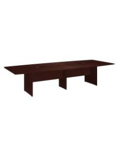 Bush Business Furniture 120inW x 48inD Boat Shaped Conference Table with Wood Base, Harvest Cherry, Standard Delivery