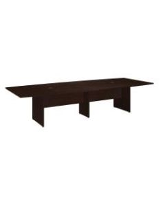 Bush Business Furniture 120inW x 48inD Boat Shaped Conference Table with Wood Base, Mocha Cherry, Standard Delivery