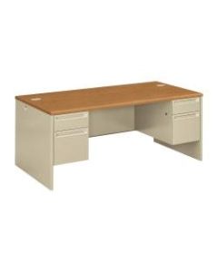 HON38000 Series Double Pedestal Desk, Harvest/Putty