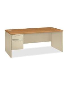HON 38000 Series Left Pedestal Desk, Harvest/Putty