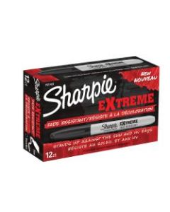 Sharpie Extreme Permanent Markers, Fine Point, Black, Pack Of 12