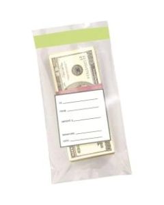 MMF Strapped Currency Bags - 4.50in Width x 7.50in Length - Clear - Film, Polyethylene - 1000/Box