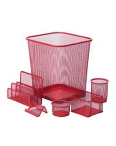 Honey-Can-Do 6-Piece Mesh Desk Organizer Set, Red