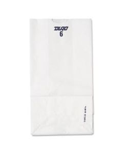 General Paper Grocery Bags, #6, 35 Lb, 11 1/16inH x 6inW x 3 5/8inD, White, Pack Of 500 Bags