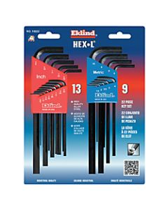 Eklind 22-Piece L Wrench Hex Key Set, SAE and Metric