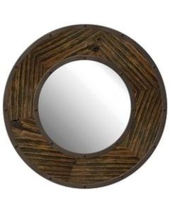 PTM Images Framed Mirror, Industrial Round, 24inH x 24inW, Natural Black