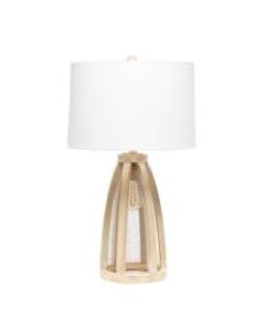 Lalia Home Wooded Arch Farmhouse Table Lamp, 29-1/2inH, White Shade/Natural Base