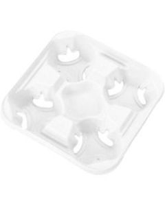 Chinet StrongHolder Molded Fiber Cup Trays, White, Carton Of 300 Trays