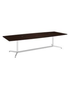 Bush Business Furniture 120inW x 48inD Boat Shaped Conference Table with Metal Base, Mocha Cherry/Silver, Premium Installation
