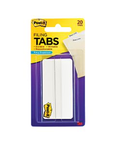 Post-it Durable Tabs, 3in x 1 1/2in, White, Pad Of 20 Flags