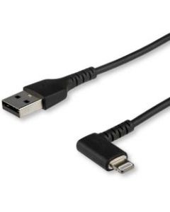 StarTech.com 2m / 6.6ft Angled Lightning to USB Cable - Heavy Duty MFI Certified Lightning Cable - Black - USB to Lightning (RUSBLTMM2MBR)