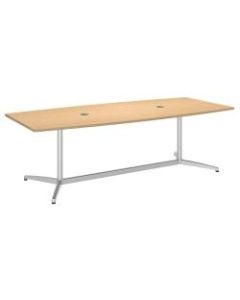Bush Business Furniture 96inW x 42inD Boat Shaped Conference Table with Metal Base, Natural Maple/Silver, Standard Delivery