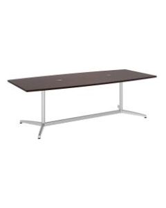 Bush Business Furniture 96inW x 42inD Boat Shaped Conference Table with Metal Base, Harvest Cherry/Silver, Standard Delivery