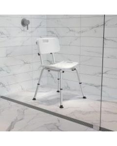 Flash Furniture Hercules Adjustable Bath And Shower Chair With Back, 33-1/4inH x 19inW x 20inD, White
