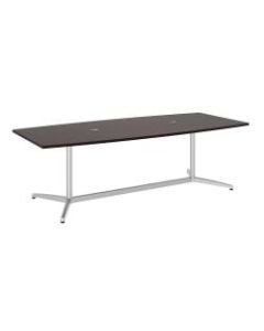 Bush Business Furniture 96inW x 42inD Boat Shaped Conference Table with Metal Base, Mocha Cherry/Silver, Premium Installation