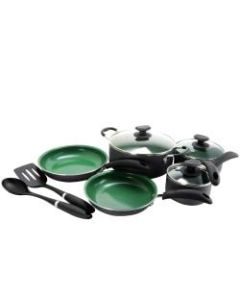 Gibson Home Hummington 10-Piece Cookware Set, Green