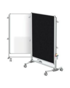 Ghent Nexus Jr. Partition Double-Sided Mobile Magnetic Whiteboard/Bulletin Board, 46 1/4in x 34 1/4in, Black Fabric/Silver Aluminum Frame