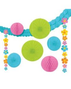 Amscan 9-Piece Summer Luau Hanging Hibiscus Decorating Kit