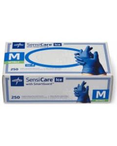 Medline SensiCare Ice Blue Nitrile Exam Gloves - Medium Size - Nitrile - Dark Blue - Powder-free, Comfortable, Chemical Resistant, Latex-free, Beaded Cuff, Textured Fingertip, Non-sterile, Durable - For Medical - 250 / Box - 9.50in Glove Length