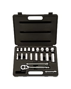 Stanley Tools 20-Piece SAE Standard/Deep Socket Set, 3/8in Drive, 12-Point Sockets