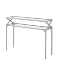 Monarch Specialties Bella Accent Table, 32inH x 42inW x 12inD, Glossy Silver