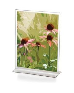 Officemate Upright Plastic Sign Holder, Vertical, 11inH x 8-1/2inW x 1/2inD, Clear