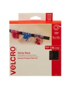 VELCRO Brand STICKY BACK Tape Roll, 3/4in x 15ft, Black