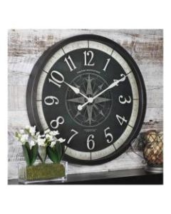 FirsTime & Co. Compass Rose Round Wall Clock, Oil-Rubbed Bronze