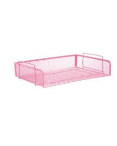 Mind Reader Desktop 2-Piece Stackable Letter Tray, 3inH x 13-1/4inW x 9-1/2inD, Pink