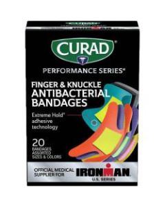 CURAD IRONMAN Performance Series Antibacterial Bandages, 1in x 3-1/4in, Pack Of 480 Bandages